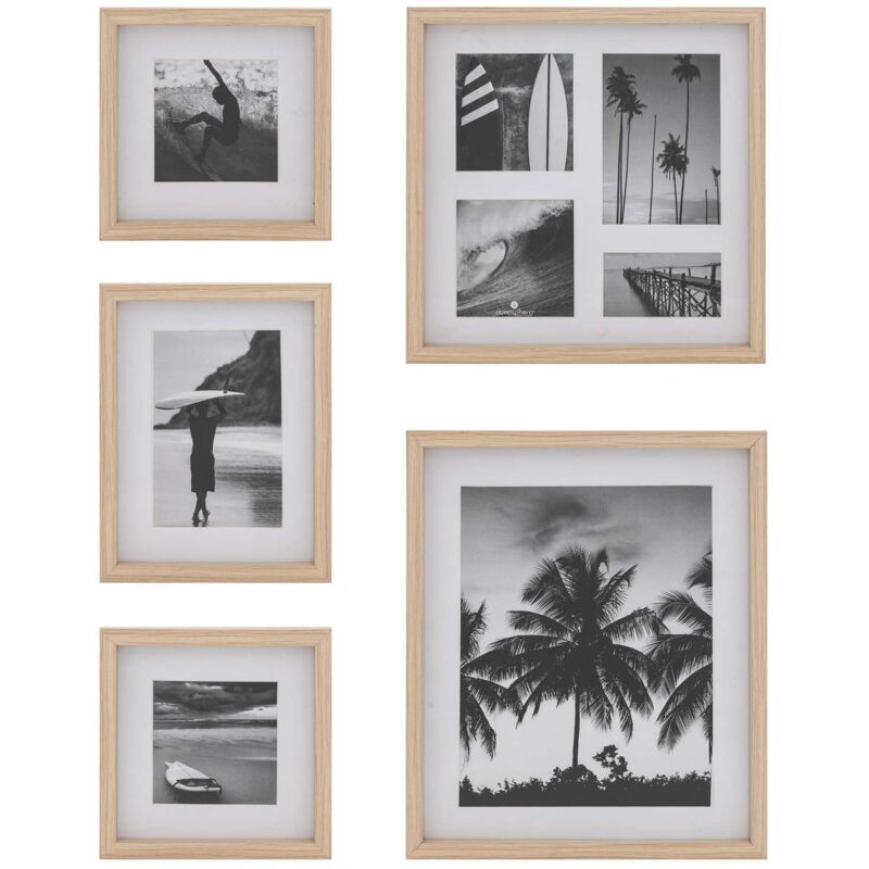 Lot de 3 Cadres Photos en Bois doré pailleté et Verre - Atmosphera
