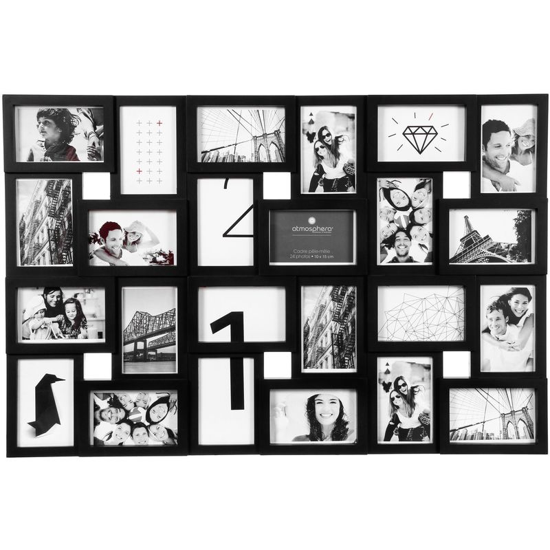 Relaxdays Cadre photos pêle-mêle 16 photos Galerie mur cadre mural 9x13  collage vertical horizontal Hxl 70x70 cm, blanc