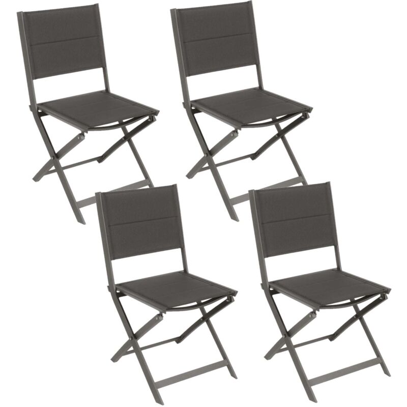 Lot De 4 Chaises De Jardin Pliantes URBNLIVING - Plastique Anthracite, 79x41.5x34 Cm, Rangement Facile - 4