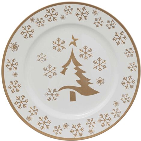 Lot de 12 assiettes de présentation à motifs sapin et flocons de neige (1/2)