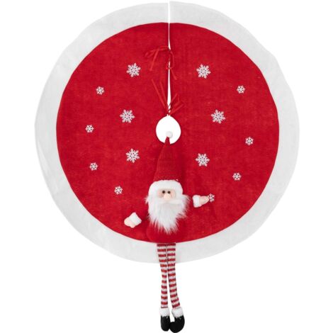 Tapis De Sapin De Noël VidaXL 150 Cm Avec Chaussette - 100% Polyester, Rose, Pliable, Motif Neige