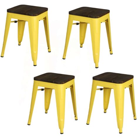 Lot de 4 tabourets en bois et métal design vintage LIV (1/4)