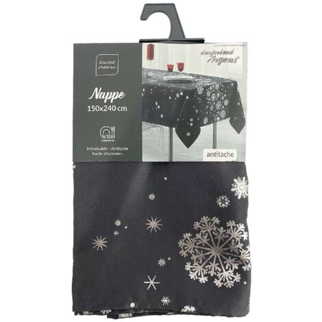 Nappe rectangulaire antitache et infroissable imprimé FLOCONS (1/2)