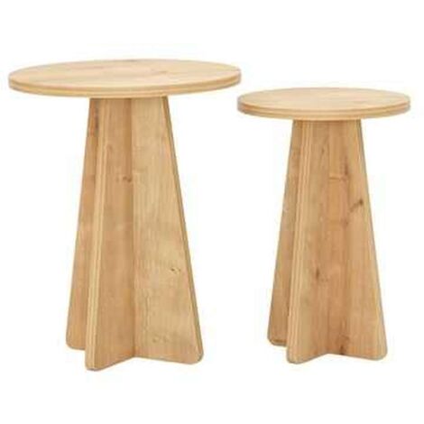 Ensemble de 2 tables d'appoint design rustique VALENCE (1/5)