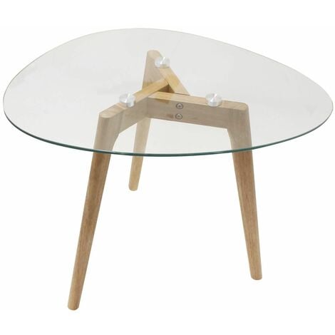 Lot de 2 tables gigognes Galet en verre et bois