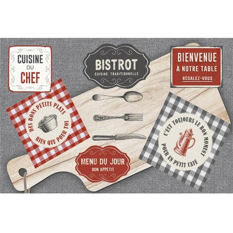 Tapis antidérapant en velours imprimé CUISINE (1/3)
