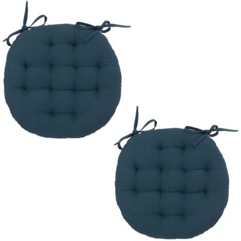 Lot de 2 galettes de chaise rondes en coton