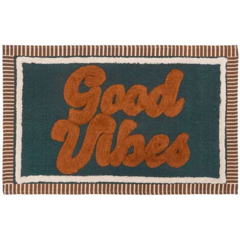 Tapis rectangulaire avec message Good Vibes
