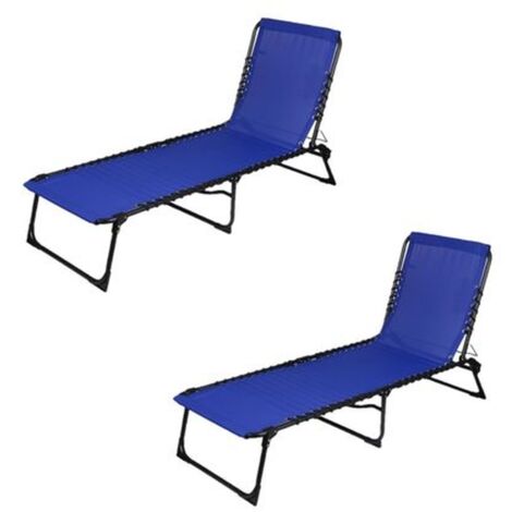 Lot de 2 bains de soleil pliables en acier et textilène (1/4)