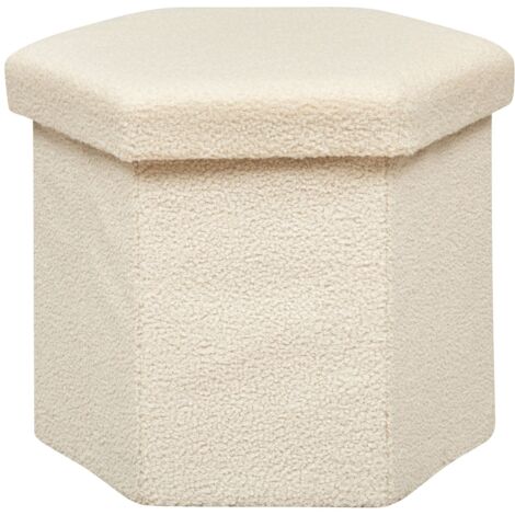 Pouf pliant hexagonal en bouclette JAIKO (1/4)