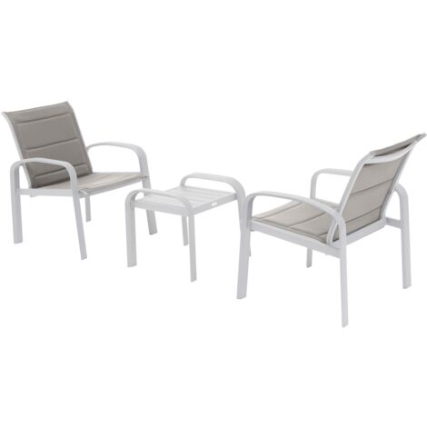 Hesperide – Ensemble table et chaise de jardin 2 places – Aluminium traité époxy – Assise en texaline – Table basse 52x49cm (1/4)
