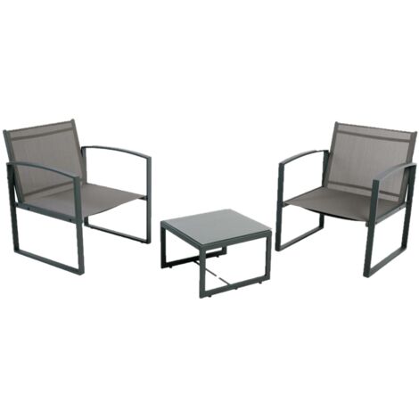 Salon de jardin 2 places en acier et texaline MADRID (1/5)