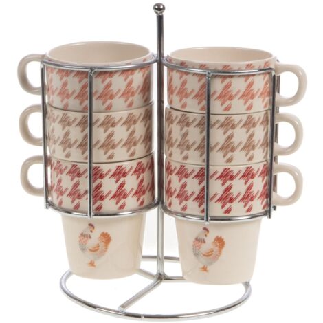 Coffret de 6 tasses à expresso en grès avec support SIMONE (1/2)