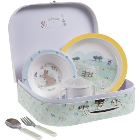 Valisette coffret repas enfant 5 pièces CAMPAGNE