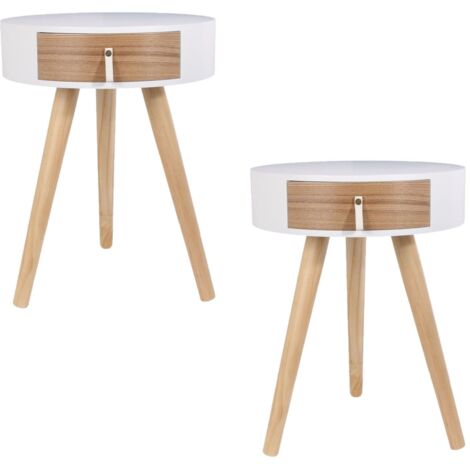 Lot de 2 tables de chevet 1 tiroir design scandinave NORA (1/5)