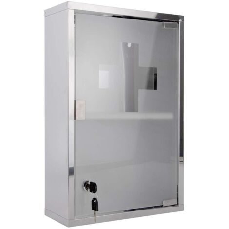 Armoire à pharmacie murale en acier inoxydable avec serrure (1/2)