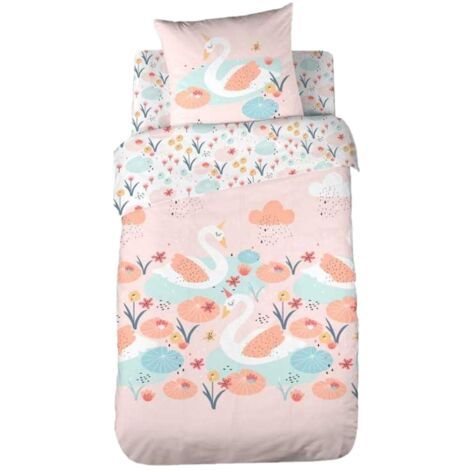 Parure de lit enfant 100% coton motif cygne