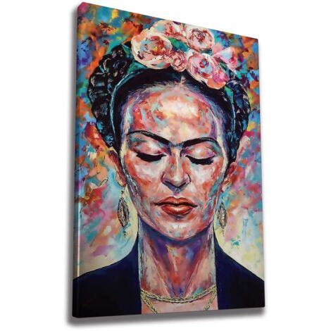 Toile décorative Frida Kahlo imprimée avec cadre bois FRIEDA (1/3)