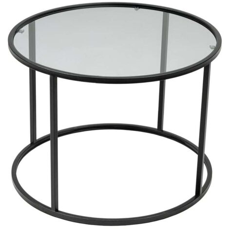 Table basse ronde en verre trempé et métal SOLSISTE (1/5)