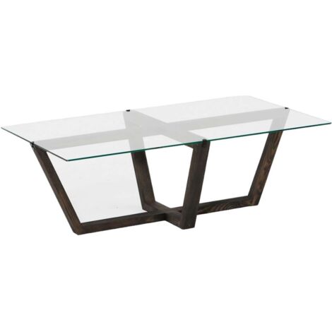 Table basse en verre trempé et bois massif ONYXALE (1/5)