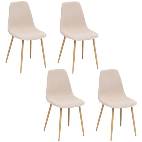 Atmosphera – Lot de 4 chaises Loka en tissu polyester – Structure en contreplaqué et pieds en acier – Hauteur d'assise 48 cm – Confort moelleux (1/4)