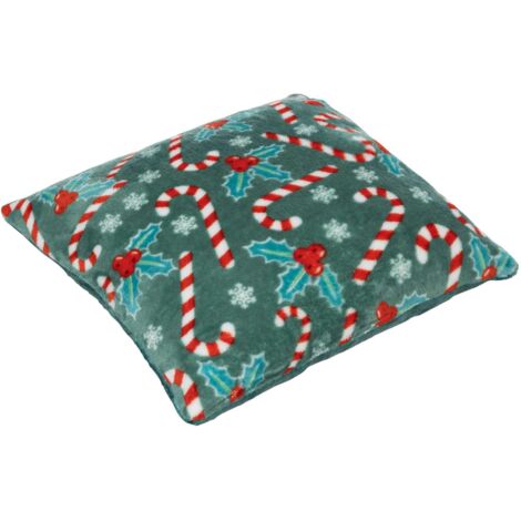 Coussin de Noël motifs houx et sucres d'orge (1/2)