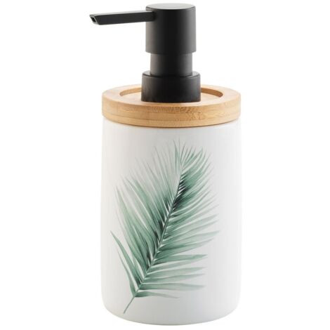 Distributeur de savon en céramique et bambou motif palmier VARADERO (1/3)