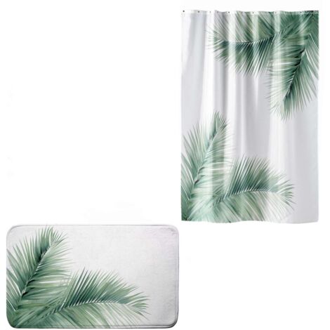Rideau de douche et tapis de bain motif palmier VARADERO (1/5)