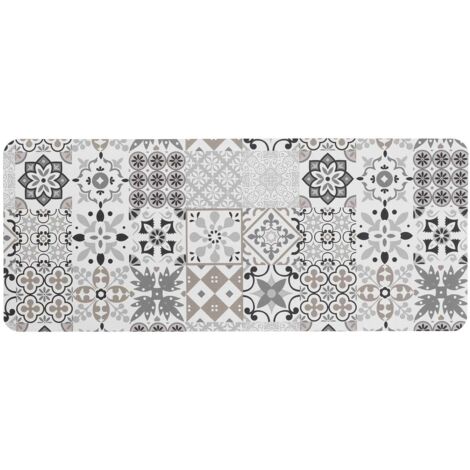 Douceur D'Intérieur – Tapis de bain ultra absorbant 120x50 cm – Séchage rapide – Antidérapant – Polyester et caoutchouc – Design carreaux de ciment (1/4)