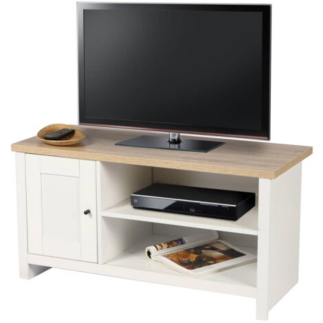 Meuble TV 1 porte et 2 niches de rangement style rustique HANOI (1/3)