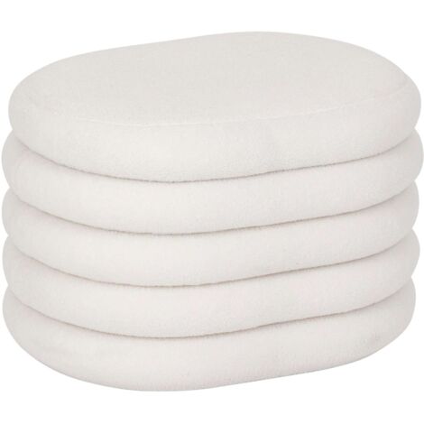 Atmosphera – Pouf de rangement en bouclette – Revêtement polyester blanc – Dimensions 59x45x40 cm – Espace de rangement intégré