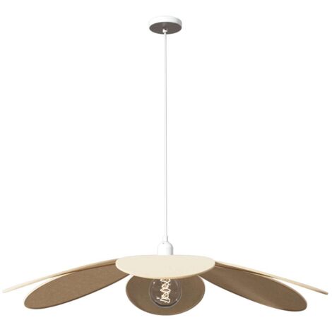 Atmosphera – Suspension en lin beige fleur 72cm – Abat-jour en acier et coton – Type d'ampoule E27 – Installation intérieure facile