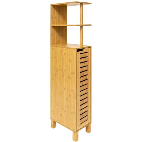 Five Simply Smart – Meuble de rangement salle de bain en bambou – Dimensions 19x30x120 cm – Charge max 18 kg – Porte aimantée – Certification FSC (1/5)