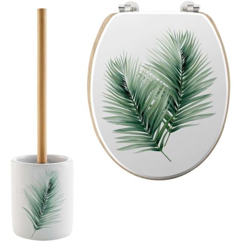 Abattant et brosse WC motif palmier VARADERO (1/5)