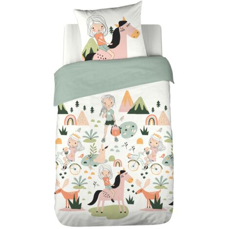 Parure de lit enfant 100% coton motif cheval (1/5)