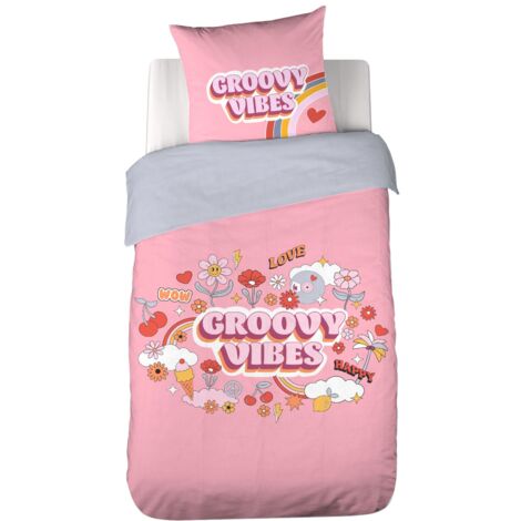 Parure de lit enfant en polyester motif coloré fun GROOVY VIBES (1/5)