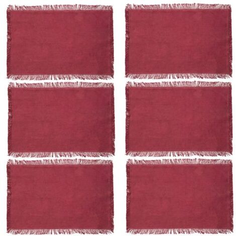 Lot de 6 sets de table en coton avec franges MAHA