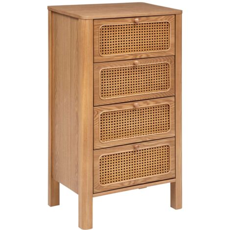 Atmosphera – Chiffonnier 4 tiroirs en cannage rotin – Dimensions 55x38,5x103 cm – Meuble de rangement élégant pour chambre ou dressing