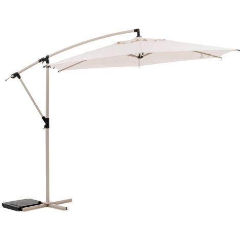 Hesperide – Parasol déporté rond 3m en aluminium traité époxy – Toile déperlante – Rotation 360° – Manivelle pour déploiement facile (1/7)