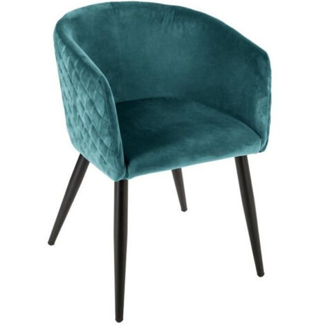 Atmosphera – Fauteuil en velours Marlo – Structure en acier – Rembourrage en mousse polyuréthane – Dimensions L. 55 x l. 57 x H. 76 cm – Hauteur d'assise 49 cm (1/4)
