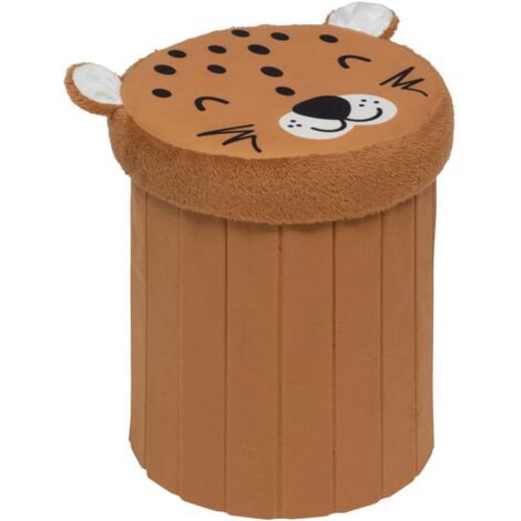 Atmosphera Anoki Pouf-coffre enfant motif fauve pliant