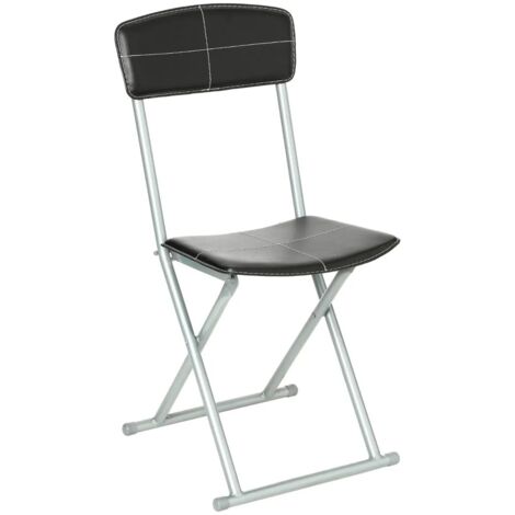 5Five Simply Smart – Chaise pliante noire en PVC – Hauteur assise 48 cm – Pliable et légère 3,6 kg – Confort rembourré pour espaces restreints
