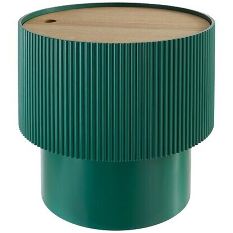 Atmosphera – Table basse coffre D38 verte – Plateau MDF placage frêne – Hauteur 35 cm – Rangement intégré – Design compact pour petits espaces