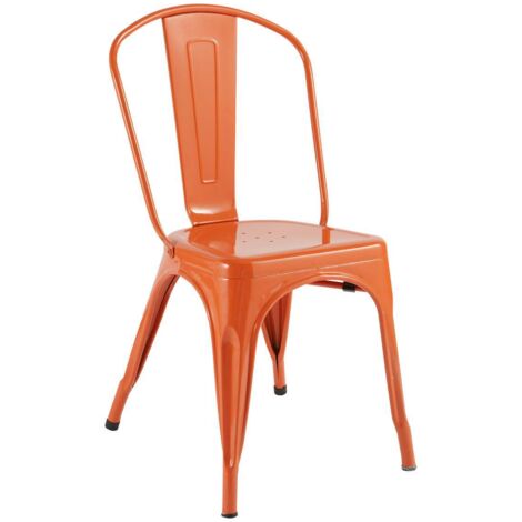 Atmosphera – Lot de 4 chaises en métal empilables – Acier teinté vintage – Dimensions 45x48x85cm – Hauteur d'assise 44cm – Pour intérieur