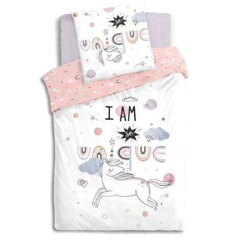 Parure de lit enfant 100% coton réversible LICORNE (1/5)