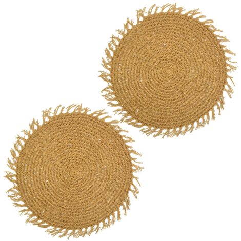 Lot de 2 sets de table ronds en jute FILI (1/2)