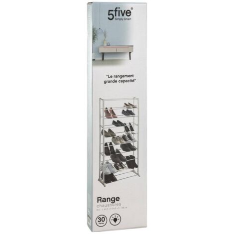 5Five Simply Smart – Range-chaussures 30 paires – Meuble à chaussures en acier et ABS – Dimensions 140 x 26 x 65,5 cm – Pour espaces réduits (1/10)