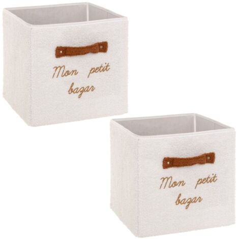 Lot de 2 boîtes de rangement en bouclette MON PETIT BAZAR (1/4)