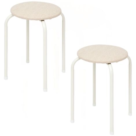 Five Simply Smart – Lot de 2 tabourets d'appoint ronds en métal et polyester – Hauteur 46 cm – Diamètre 38 cm – Empilables avec patins de protection