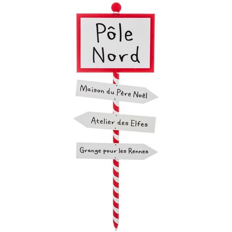 Pancarte De Noel Pole Nord H 120 Cm Blanc Blanc